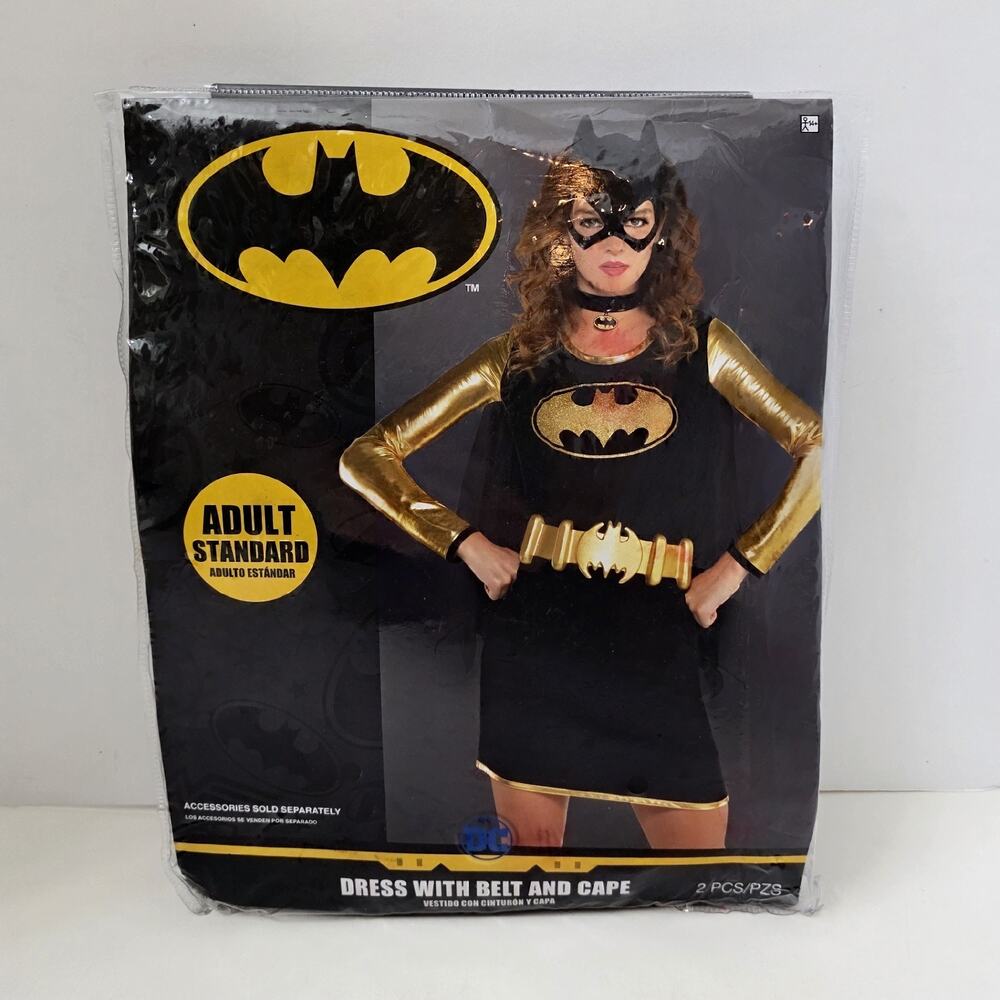 Batgirl Dress W Cape Belt Costume Adult One Size Costume
